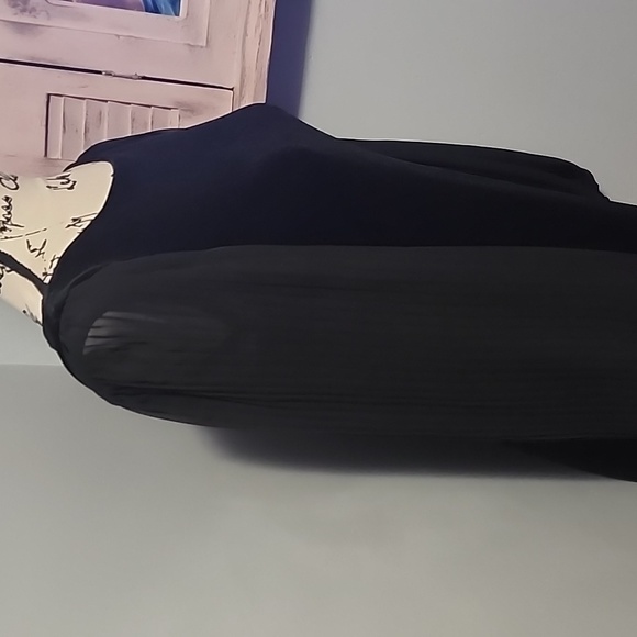 White House Black Market  Black Shiffon Sleeve Velvet Shift Dress - Picture 5 of 8